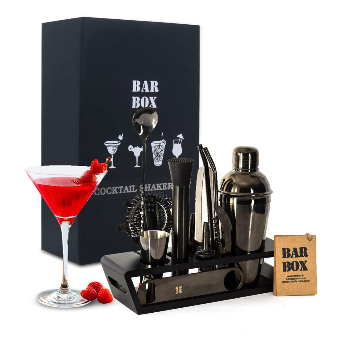 Cocktail Shaker Set Bartender Kit with Stand Black 24 OZ for Tequila  Whiskey, Bar Kit Drink Mixer Shaker Set Including Martini Shaker, Mojito  Muddler