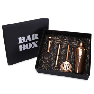Bar Box Cocktail Shaker Barware Set in Gift Box with Recipe Guide Rose Gold (10)