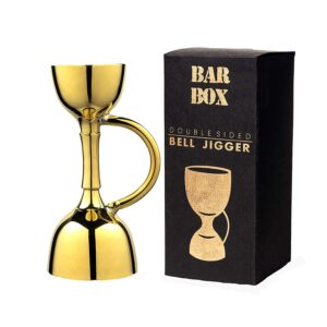 Bar Box Premium Peg Measurer Jigger 30 & 60 ml, Cocktail Jigger Shot Glass Drink Measuring Bar Tool Double Side Jigger with Handle – Limited Edition Gold Plated